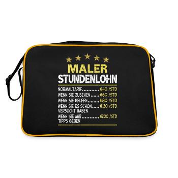 Maler Stundenlohn - Retro Tasche - Schwarz/Gold - Hinten
