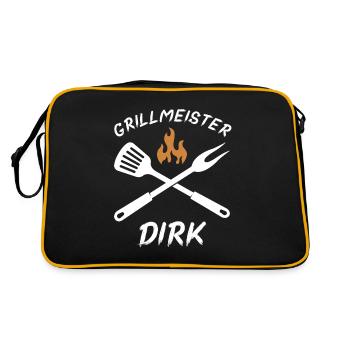Grillmeister Dirk - Retro Tasche - Schwarz/Gold - Hinten