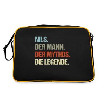 Nils der Mann der Mythos die Legende - Retro Tasche - Schwarz/Gold - Hinten