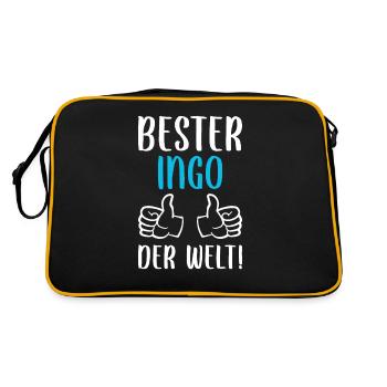 Ingo Vorname Name Geburtstag - Retro Tasche - Schwarz/Gold - Hinten