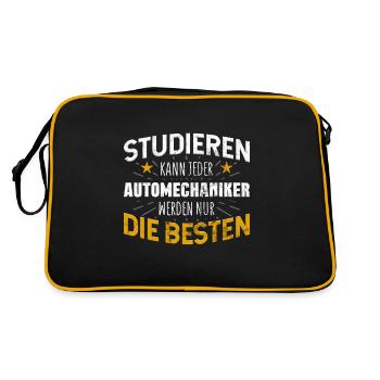 Automechaniker Studiere kann jeder - Retro Tasche - Schwarz/Gold - Hinten