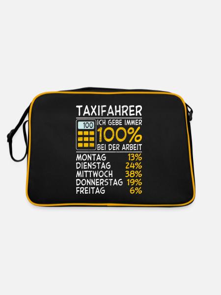 Taxifahrer Ich gebe immer 100% bei der Arbeit Lohn - Retro Tasche - Schwarz/Gold - Hinten