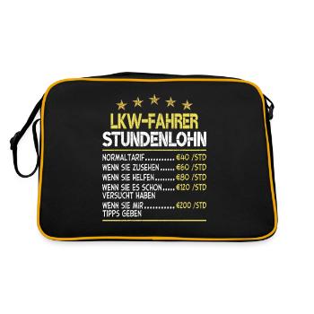 Stundenlohn LKW- Fahrer - Retro Tasche - Schwarz/Gold - Hinten