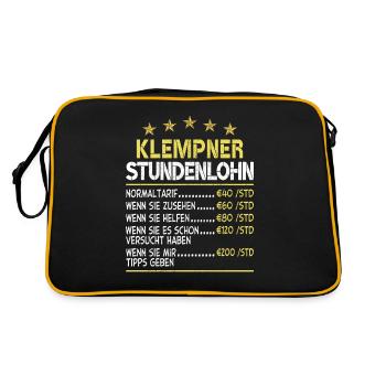 Klempner Stundenlohn - Retro Tasche - Schwarz/Gold - Hinten
