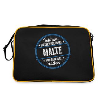 Ich bin dieser legendärer Malte Name - Retro Tasche - Schwarz/Gold - Hinten