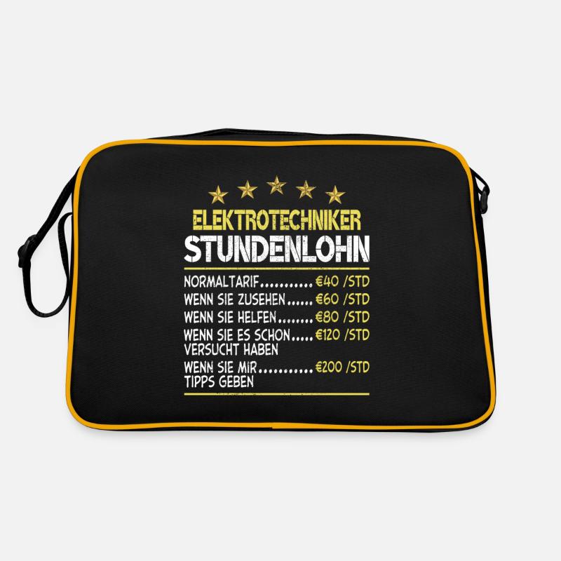 Elektrotechniker Stundensatz Stundenlohn Retro Tasche