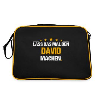 Lass das mal den David machen Name - Retro Tasche - Schwarz/Gold - Hinten