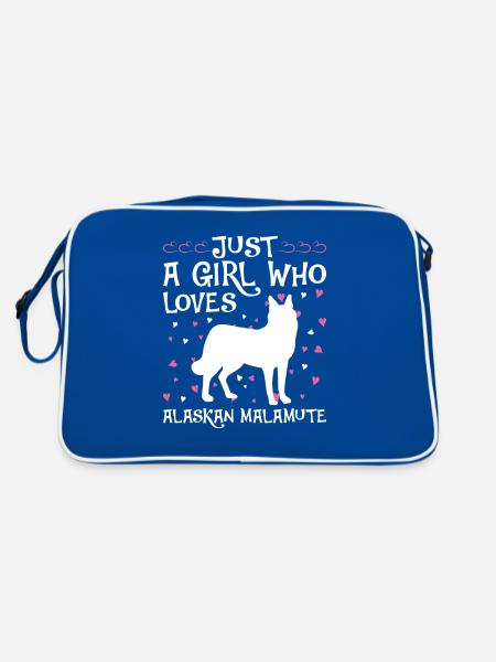 Alaskan Malamute Geschenk Hunde - Retro Tasche - Blau/Weiß - Hinten