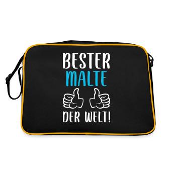 Malte Vorname Name Geburtstag - Retro Tasche - Schwarz/Gold - Hinten