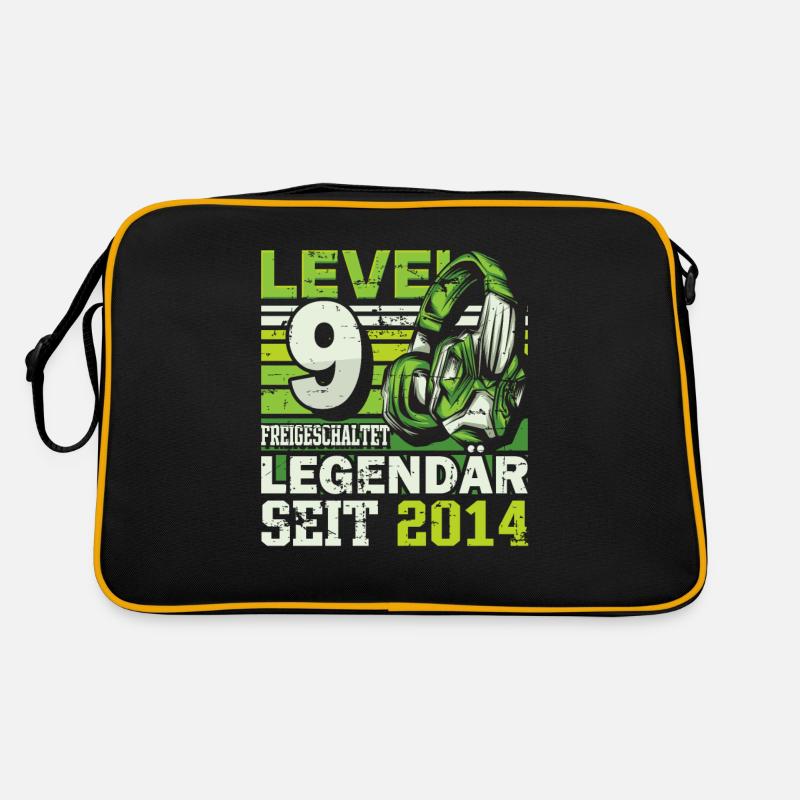 Level 9 freigeschaltet legendär seit 2014 - Retro Tasche - Schwarz/Gold