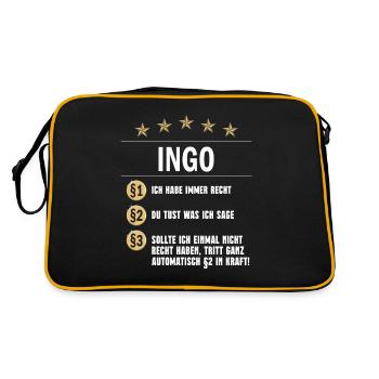 Ingo Habe immer Recht Namenstag - Retro Tasche - Schwarz/Gold - Hinten