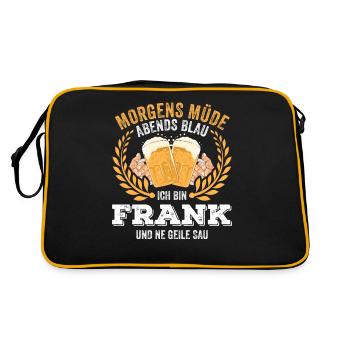 Frank Vorname Name Geburtstag Bier saufen - Retro Tasche - Schwarz/Gold - Hinten
