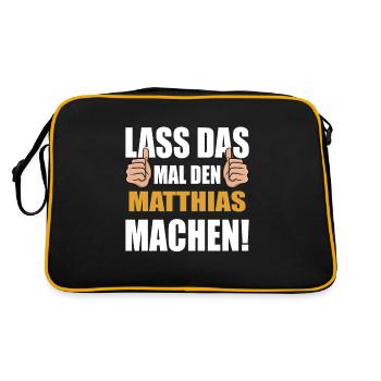 Lass das mal den Matthias machen - Retro Tasche - Schwarz/Gold - Hinten