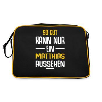 Matthias Vorname Name Geburtstag - Retro Tasche - Schwarz/Gold - Hinten