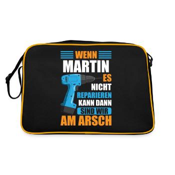 Martin Vorname Name Geburtstag Reparieren - Retro Tasche - Schwarz/Gold - Hinten