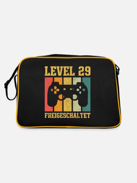 Level 29 freigeschaltet - Retro Tasche - Schwarz/Gold - Hinten