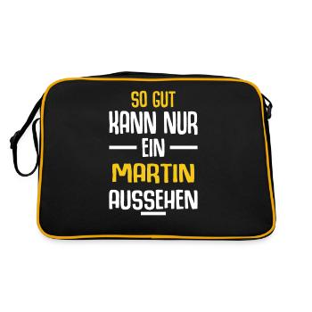 Martin Vorname Name Geburtstag - Retro Tasche - Schwarz/Gold - Hinten