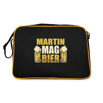 Martin mag Bier Name Geburtstag - Retro Tasche - Schwarz/Gold - Hinten