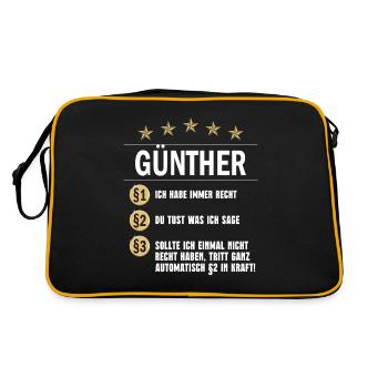 Günther Habe immer Recht Namenstag - Retro Tasche - Schwarz/Gold - Hinten