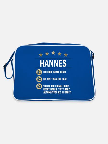 Hannes Habe immer Recht Name day - Retro Bag - blue/white - Back