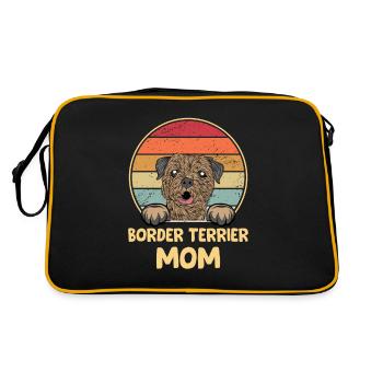 Border Terrier Geschenk Hunde - Retro Tasche - Schwarz/Gold - Hinten
