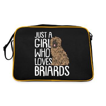 Briard Geschenk Hunde - Retro Tasche - Schwarz/Gold - Hinten