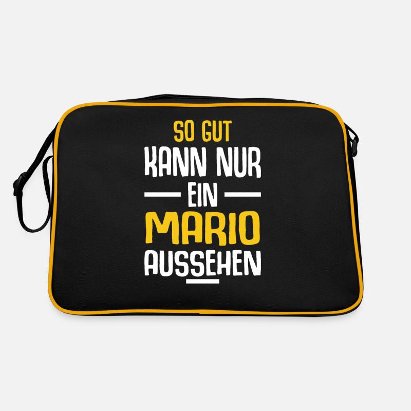 Mario Vorname Name Geburtstag - Retro Tasche - Schwarz/Gold