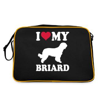 Briard Geschenk Hunde - Retro Tasche - Schwarz/Gold - Hinten