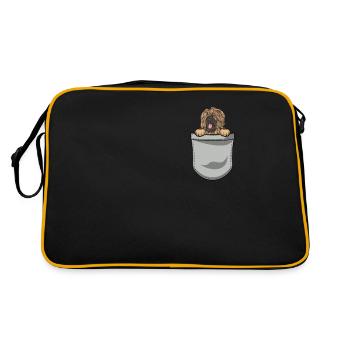 Briard Geschenk Hunde - Retro Tasche - Schwarz/Gold - Hinten