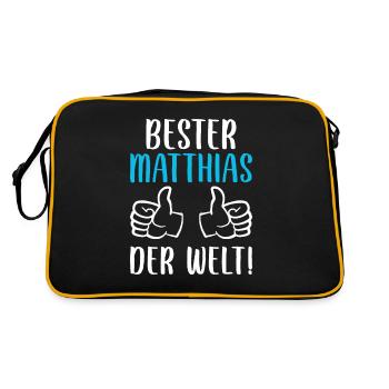 Matthias Vorname Name Geburtstag - Retro Tasche - Schwarz/Gold - Hinten