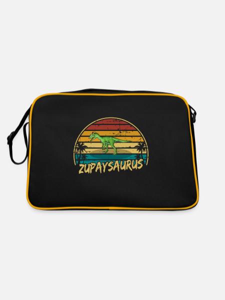 Zupaysaurus Dinosaurier Kinder Dino Geschenk - Retro Tasche - Schwarz/Gold - Hinten