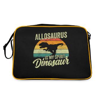 Allosaurus Dinosaurier Kinder Dino Geschenk - Retro Tasche - Schwarz/Gold - Hinten