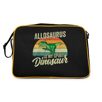 Allosaurus Dinosaurier Kinder Dino Geschenk - Retro Tasche - Schwarz/Gold - Hinten