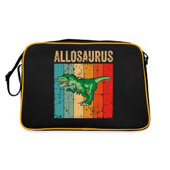 Allosaurus Dinosaurier Kinder Dino Geschenk - Retro Tasche - Schwarz/Gold - Hinten