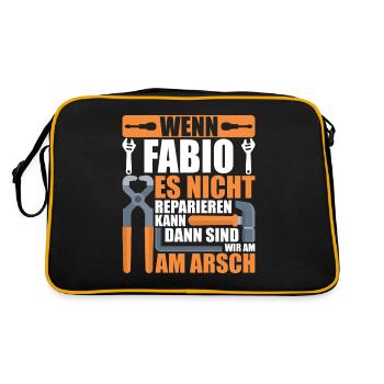 Vorname Fabio Name Geburtstag Geschenk - Retro Tasche - Schwarz/Gold - Hinten