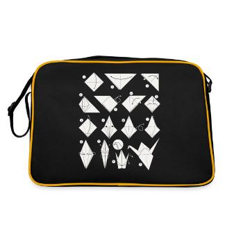 Origami Japanese Art Folding Crane Paper - Retro Bag - black/gold - Back