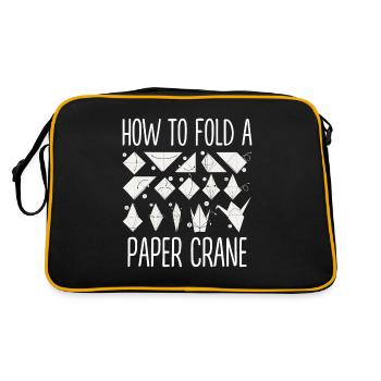 Origami Japanese Art Folding Crane Paper - Retro Bag - black/gold - Back