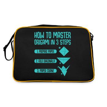 Origami Japanese Art Folding Crane Paper - Retro Bag - black/gold - Back