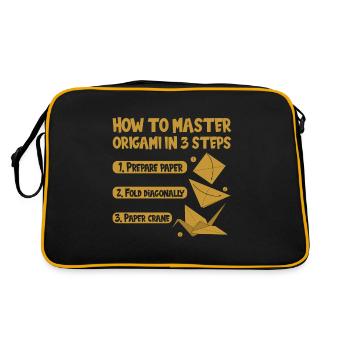 Origami Japanese Art Folding Crane Paper - Retro Bag - black/gold - Back