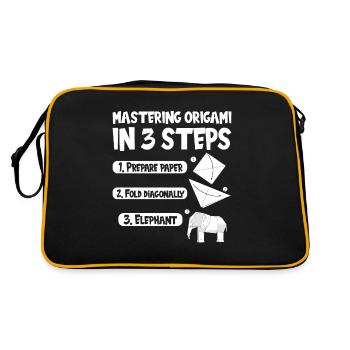 Origami Japanese Art Folding Crane Paper - Retro Bag - black/gold - Back