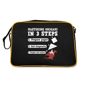 Origami Japanese Art Folding Crane Paper - Retro Bag - black/gold - Back