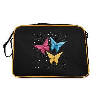 Origami Japanese Art Folding Crane Paper - Retro Bag - black/gold - Back