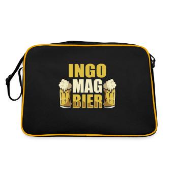 Ingo mag Bier Name Geburtstag - Retro Tasche - Schwarz/Gold - Hinten