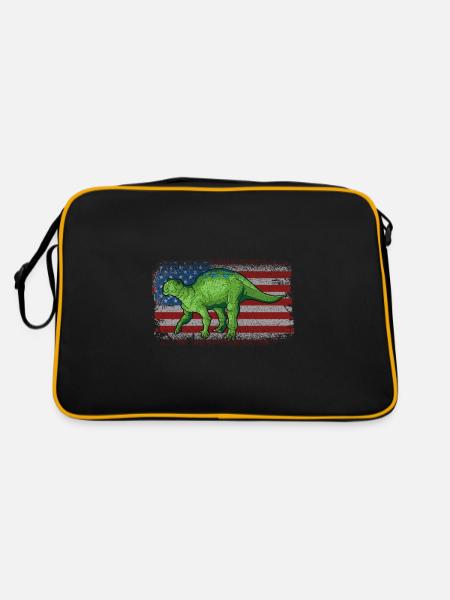 Fukuisaurus Dinosaur Children Dino Gift - Retro Bag - black/gold - Back