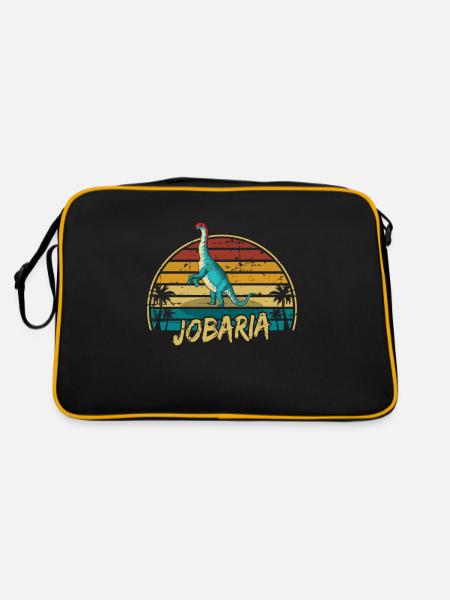 Jobaria Dinosaurier Kinder Dino Geschenk - Retro Tasche - Schwarz/Gold - Hinten