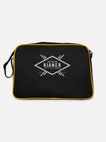 Grillmeister Rainer Vorname Name - Retro Tasche - Schwarz/Gold - Hinten