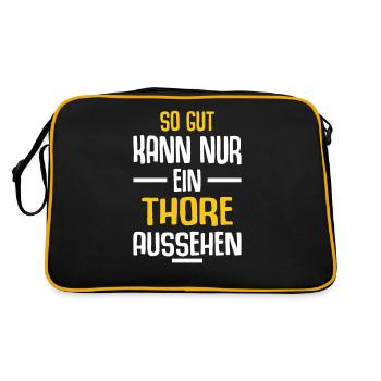 Thore Vorname Name Geburtstag - Retro Tasche - Schwarz/Gold - Hinten
