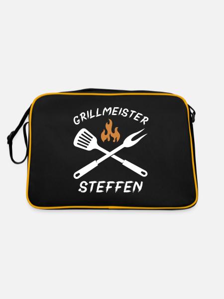 Grillmeister STeffen - Retro Tasche - Schwarz/Gold - Hinten