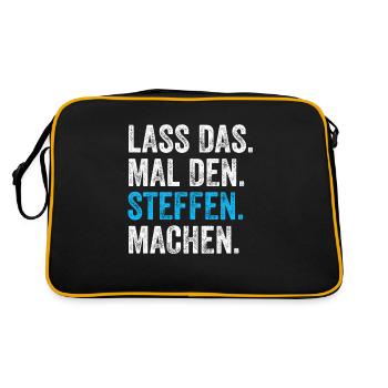 Lass das mal den STeffen machen Name - Retro Tasche - Schwarz/Gold - Hinten