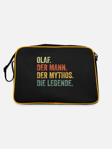 Olaf Mann Mythos Legende Vorname Name - Retro Tasche - Schwarz/Gold - Hinten